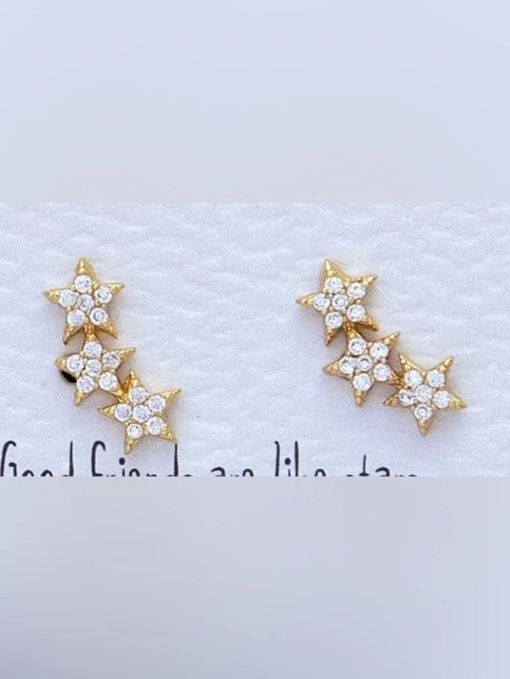 NATURAL LIFE Gold Star Trio Cubic Zirconia Ear Climbers - Picture 2 of 2